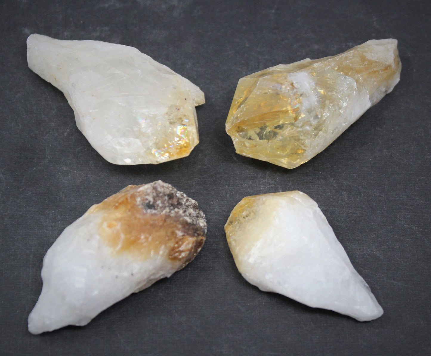 3 Large Citrine Points Crystals Lot