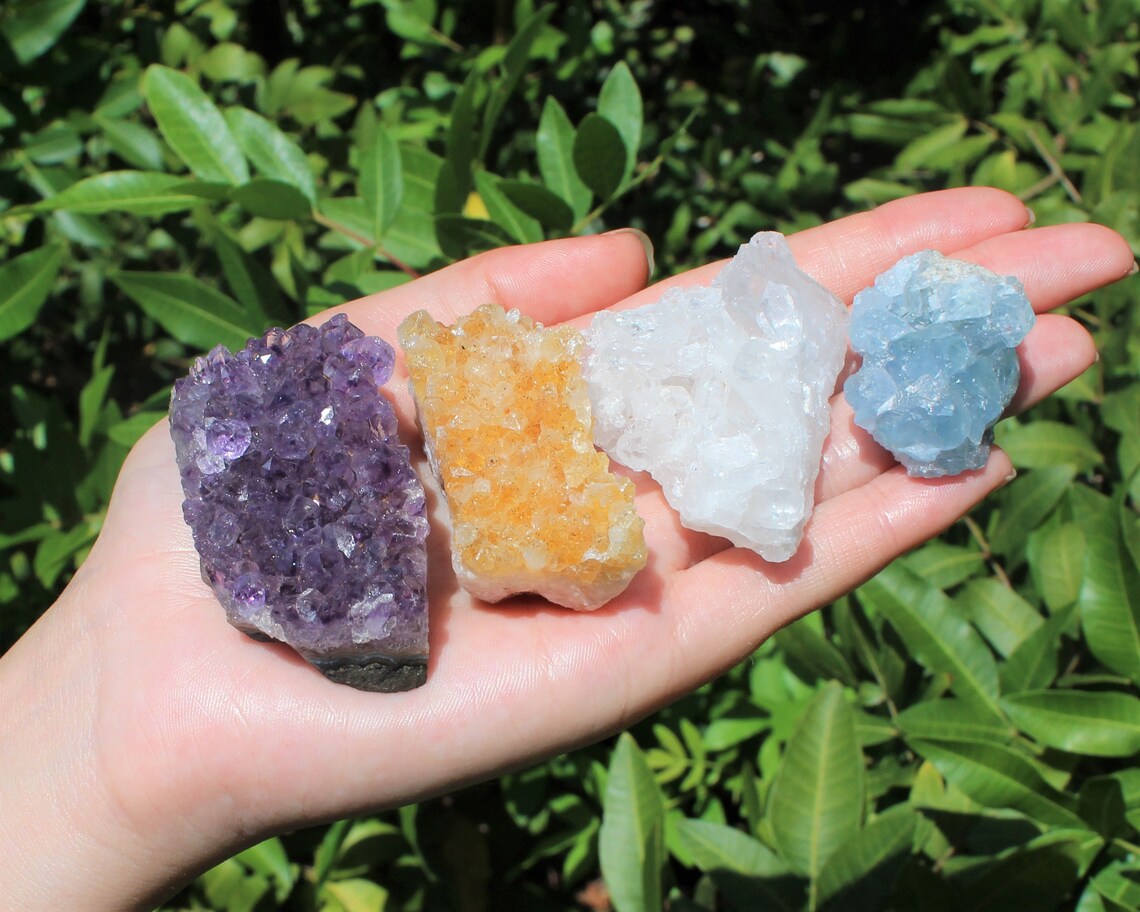 4 Pieces Lot Crystal Clusters Geodes