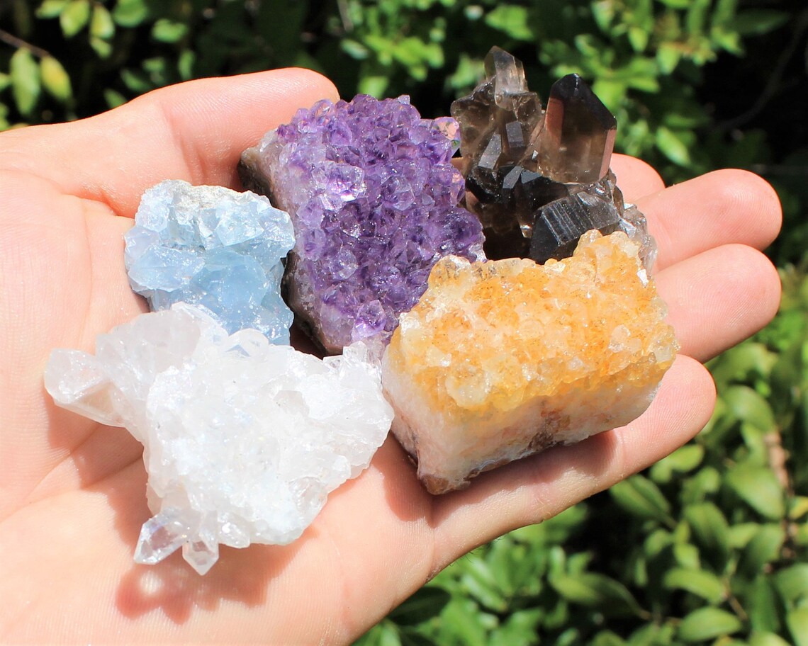 5 Piece set Of Crystal Clusters