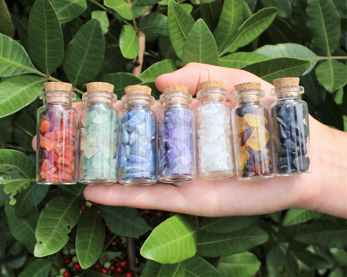7 Chakra Set Of Mini Gemstone Chip Bottles
