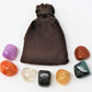 7 Tumbled Gemstones Chakra Set In Pouch With Crystal Plate