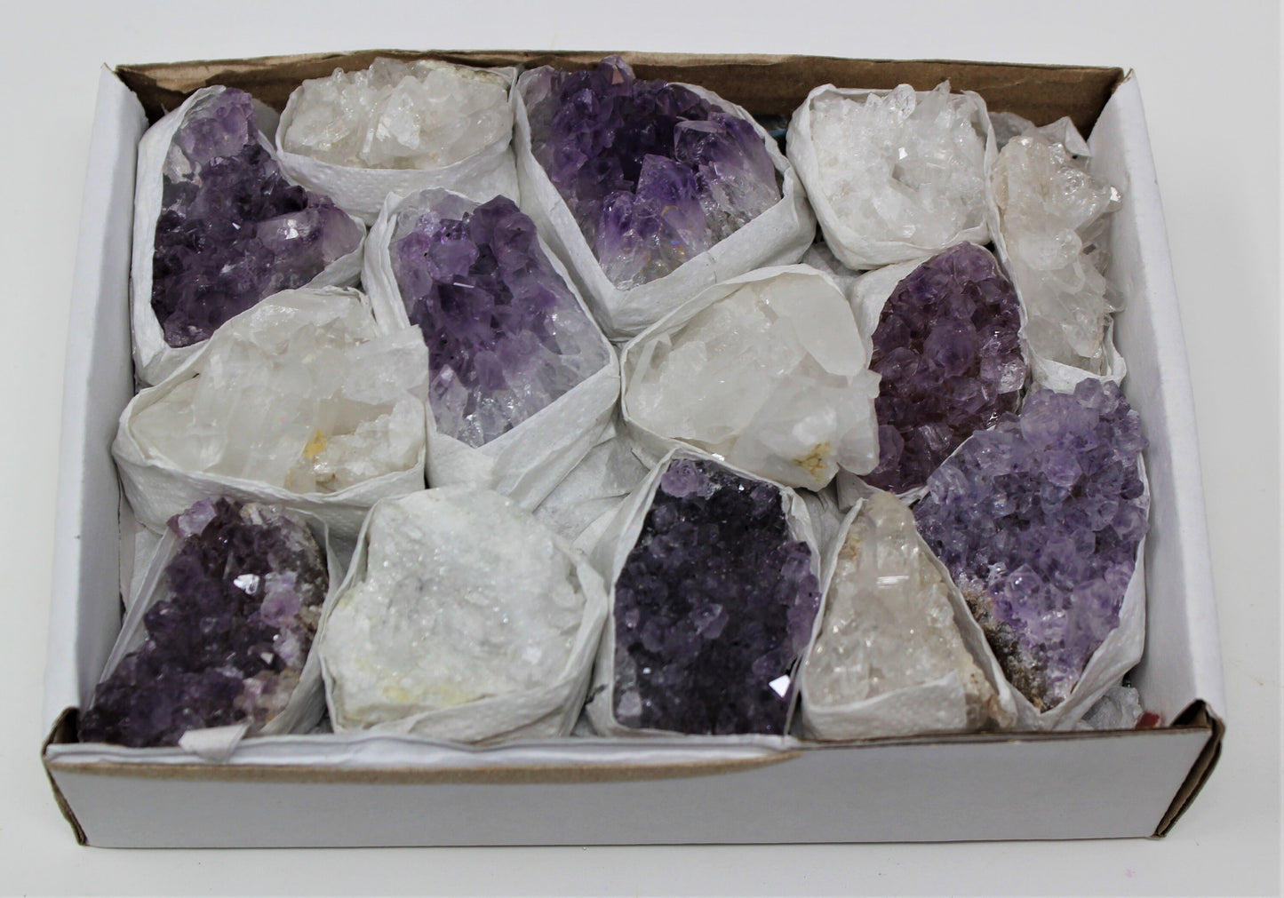 Amethyst And Clear Quartz Crystal Cluster Collection Box