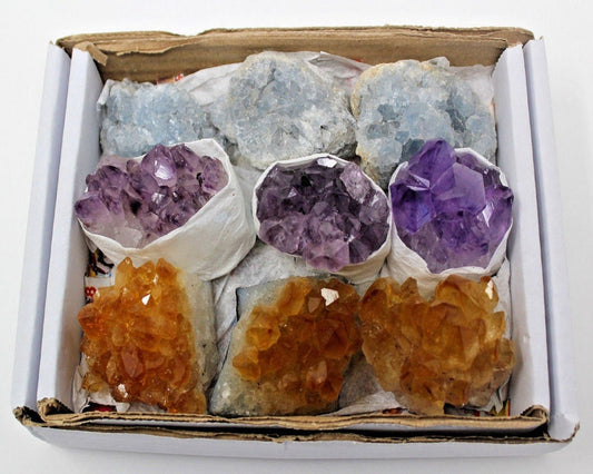 Amethyst Citrine And Celestite Crystal Cluster Collection