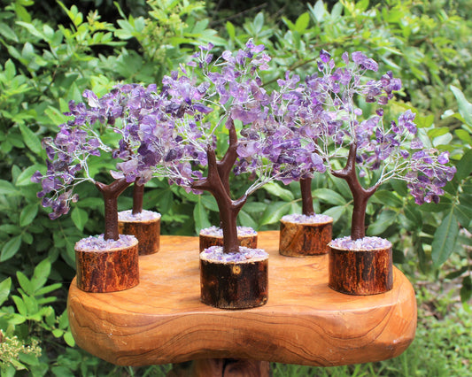 Amethyst Gem Tree With Wood Base