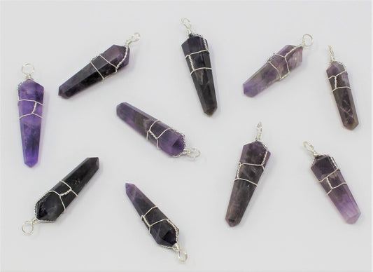 Amethyst Wire Wrapped Point Pendant