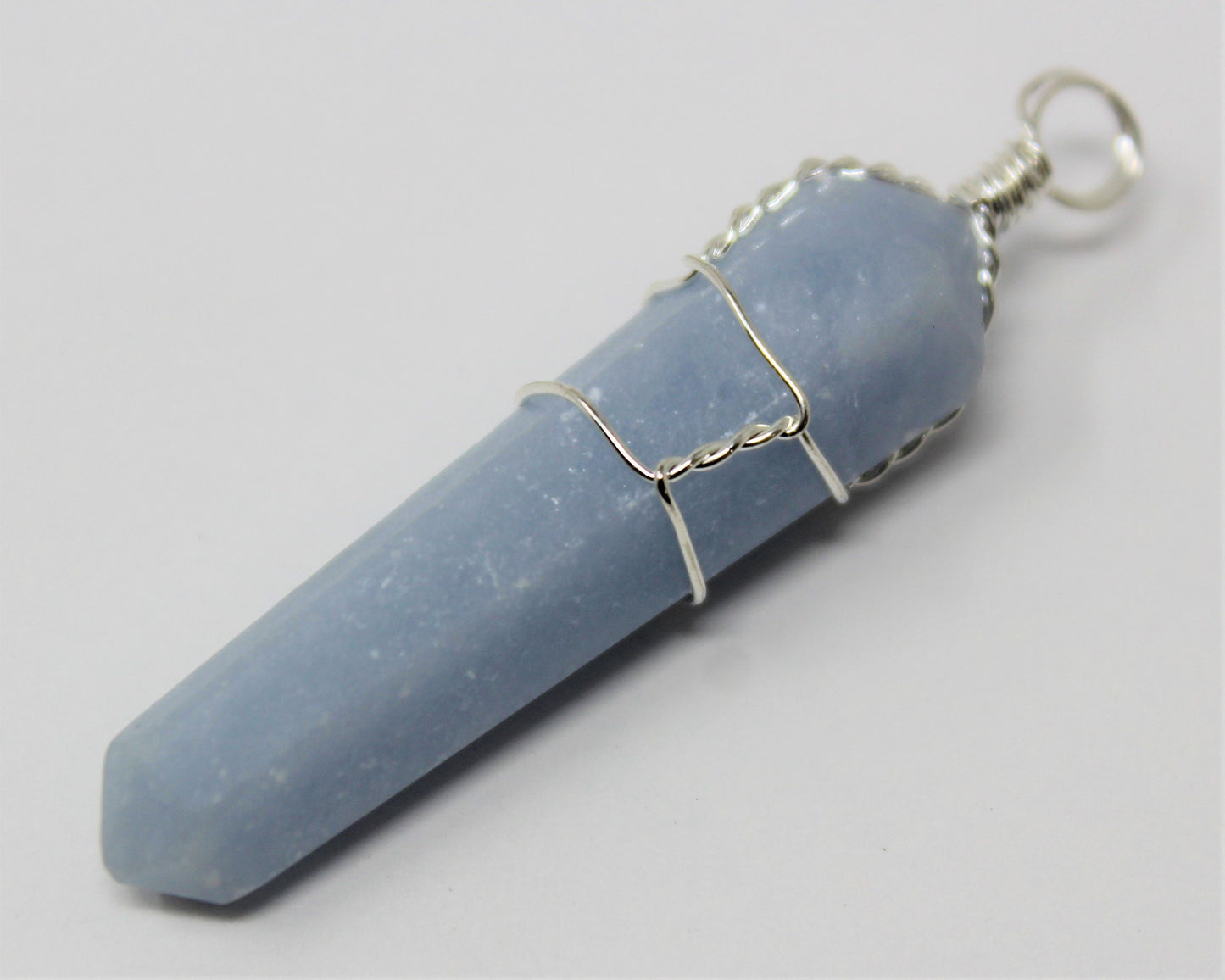 Angelite Wire Wrapped Point Pendant