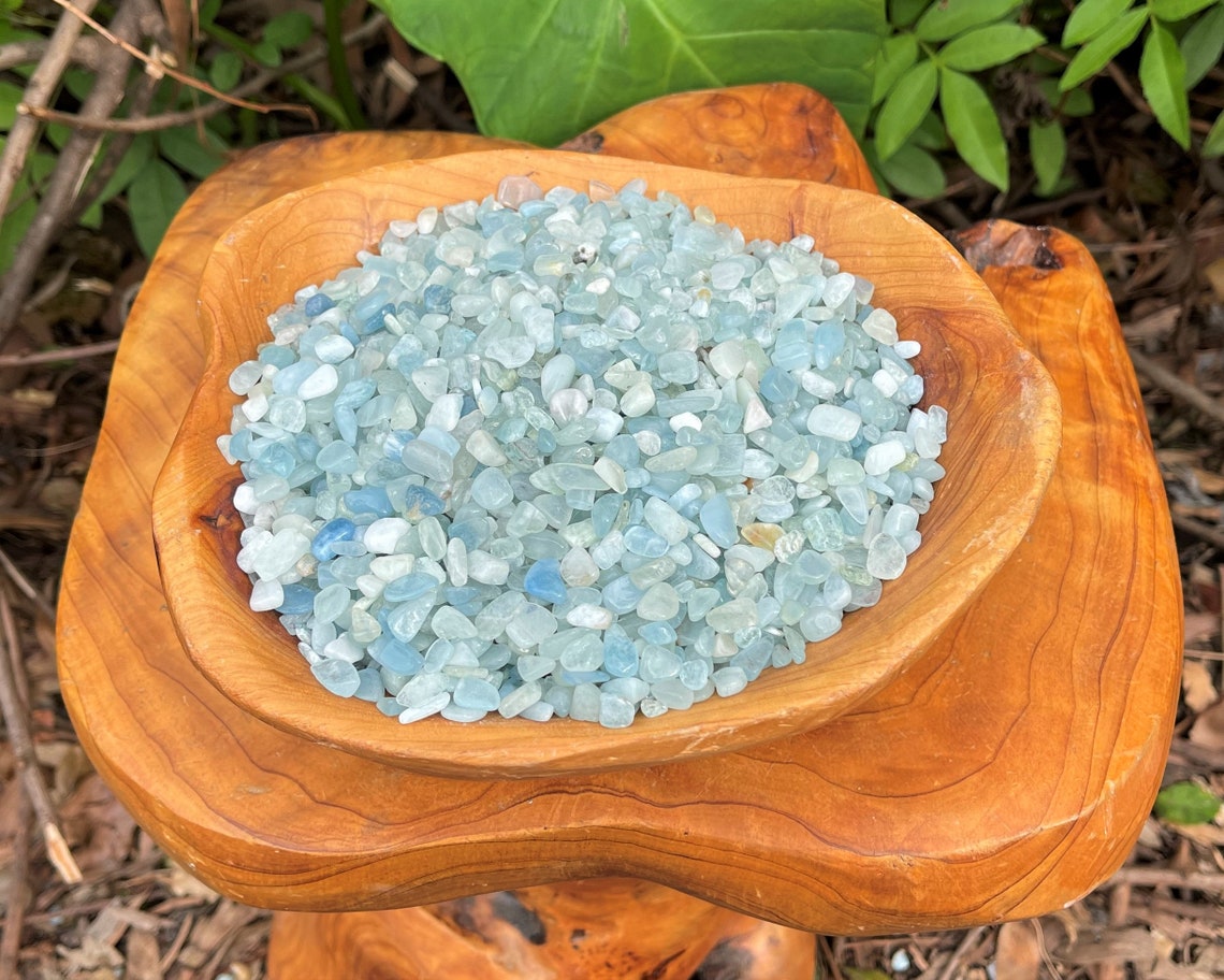 Aquamarine Semi Tumbled Gemstone Mini Chips