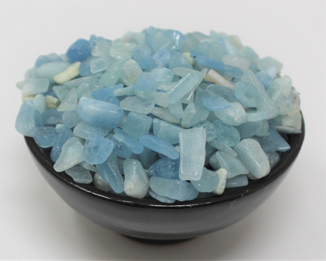 Aquamarine Semi Tumbled Gemstone Mini Chips