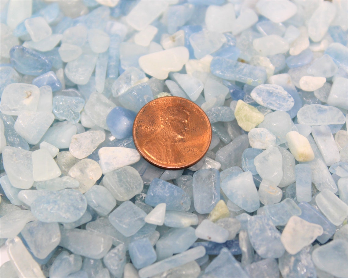 Aquamarine Semi Tumbled Gemstone Mini Chips