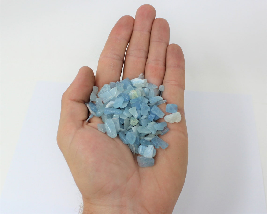 Aquamarine Semi Tumbled Gemstone Mini Chips