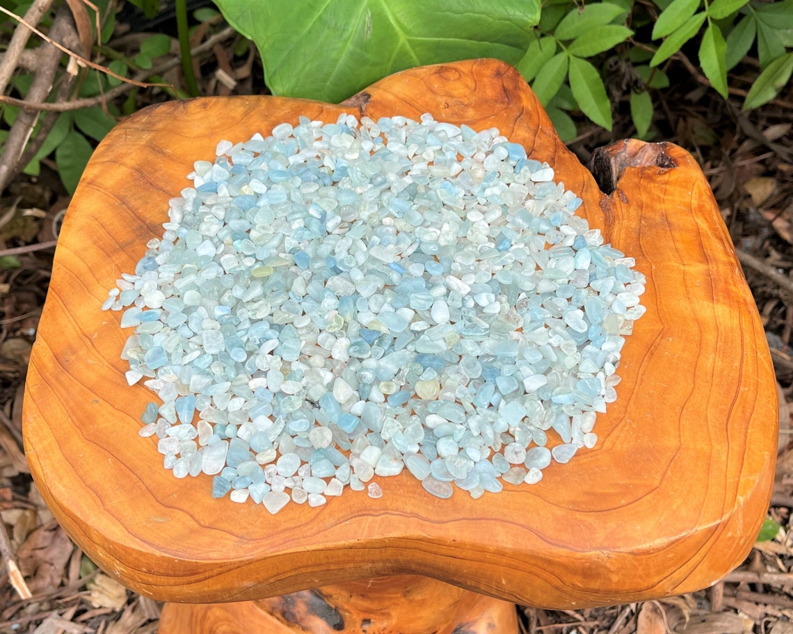 Aquamarine Semi Tumbled Gemstone Mini Chips