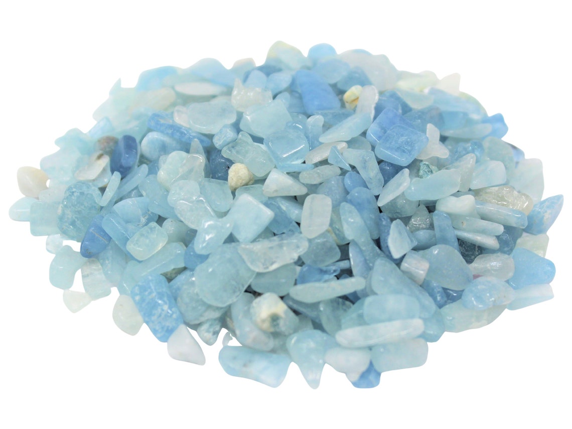 Aquamarine Semi Tumbled Gemstone Mini Chips