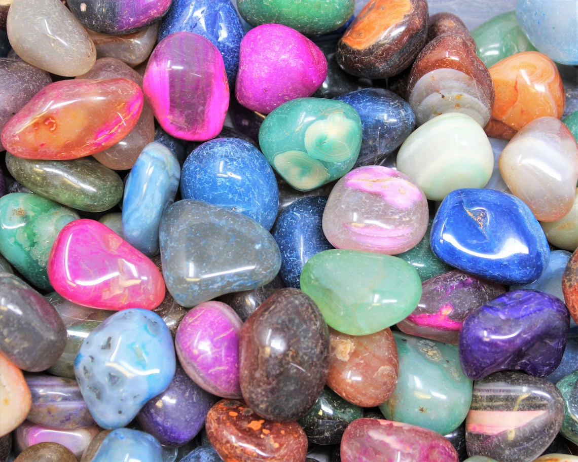 Assorted Large Dyed Agate Bright Tumbled Gemstones