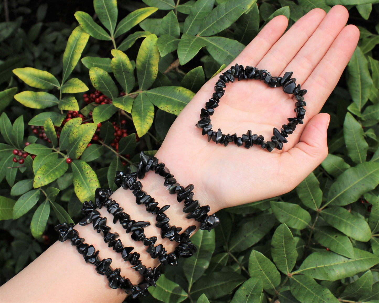 Obsidian Chip Bracelet