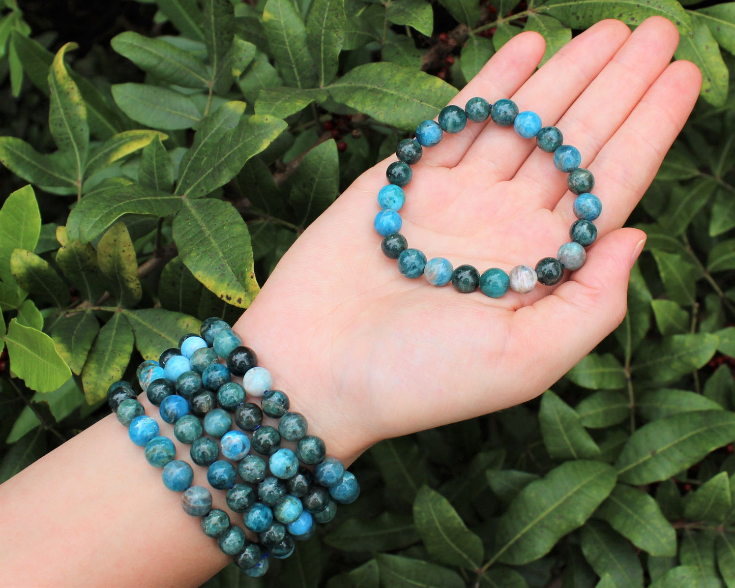 Blue Apatite Bead Bracelet