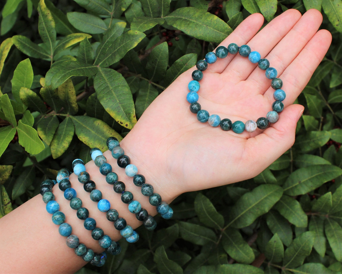 Blue Apatite Bead Bracelet