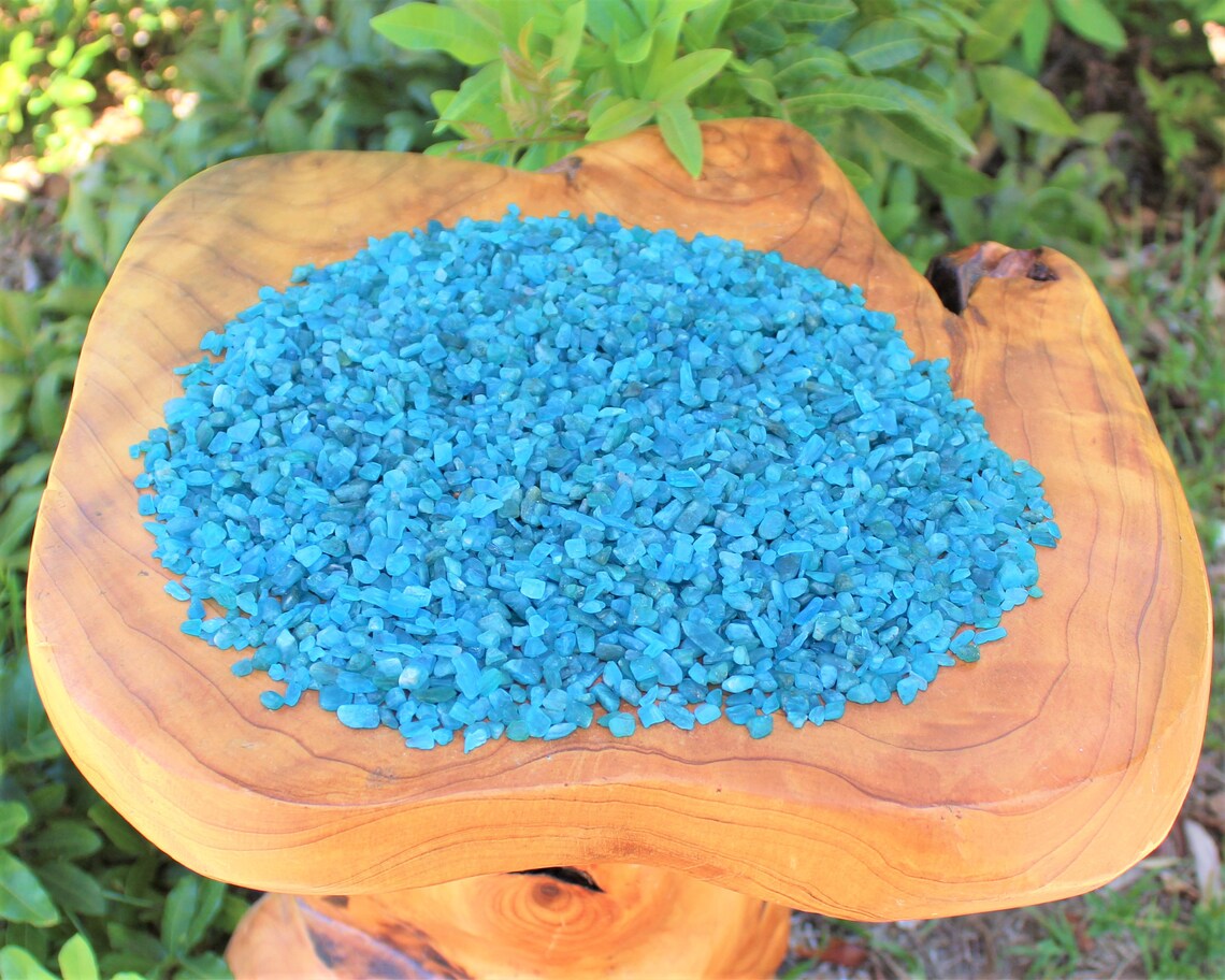 Blue Apatite Semi Tumbled Gemstone Mini Chips