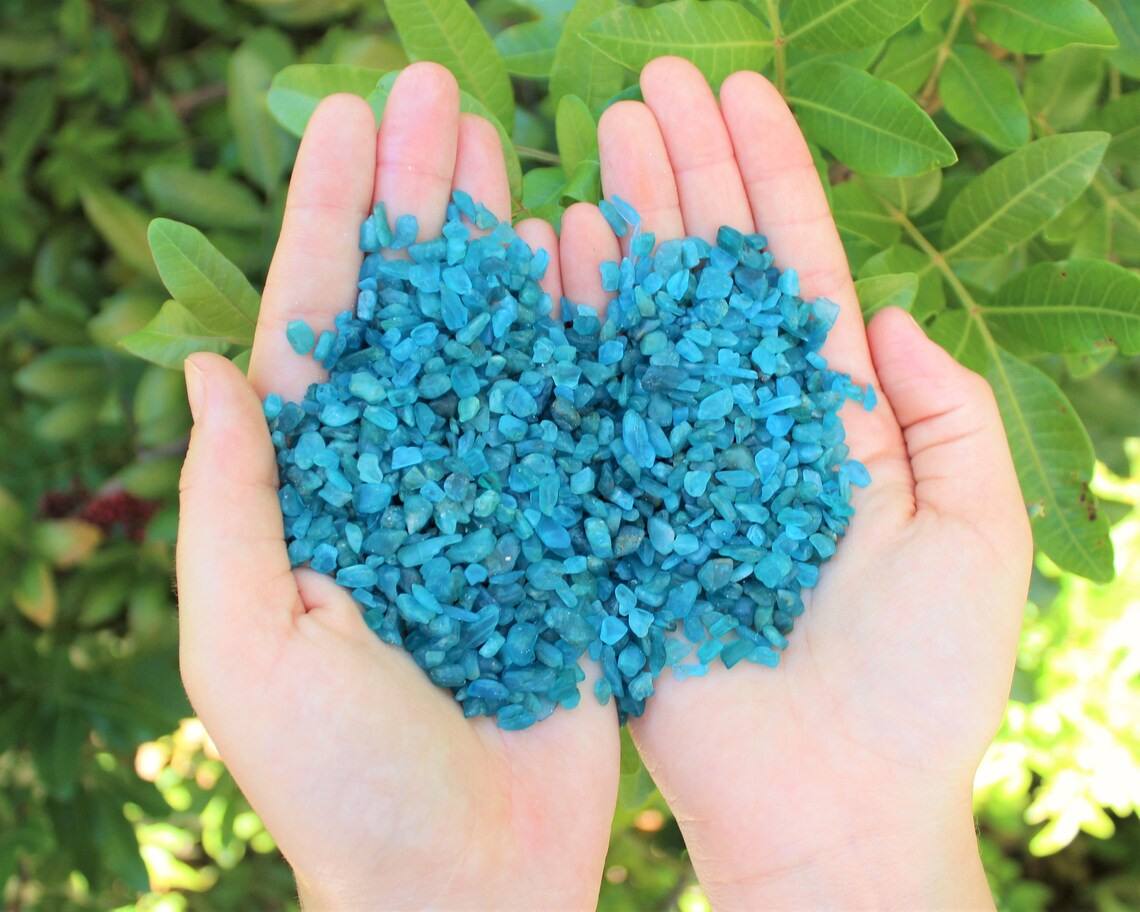 Blue Apatite Semi Tumbled Gemstone Mini Chips