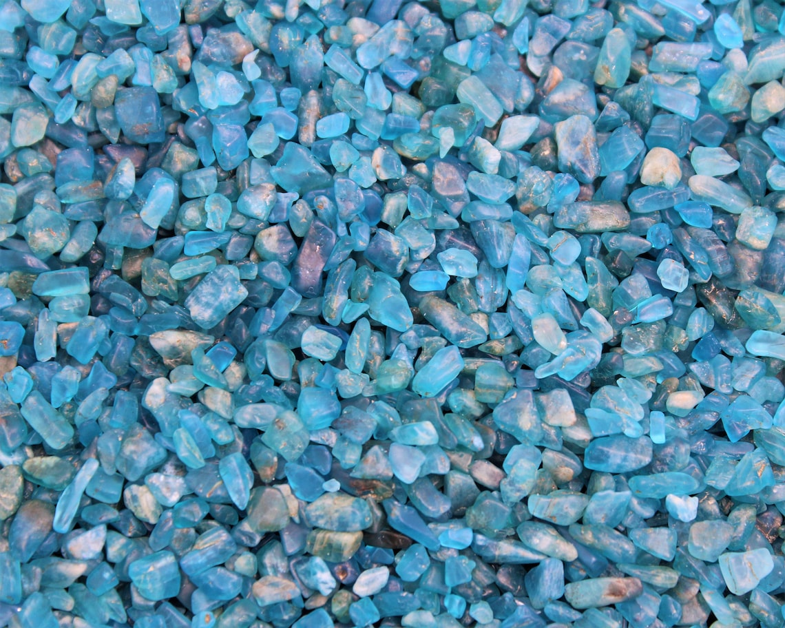 Blue Apatite Semi Tumbled Gemstone Mini Chips