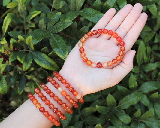 Carnelian Bead Bead Bracelet Round Crystals