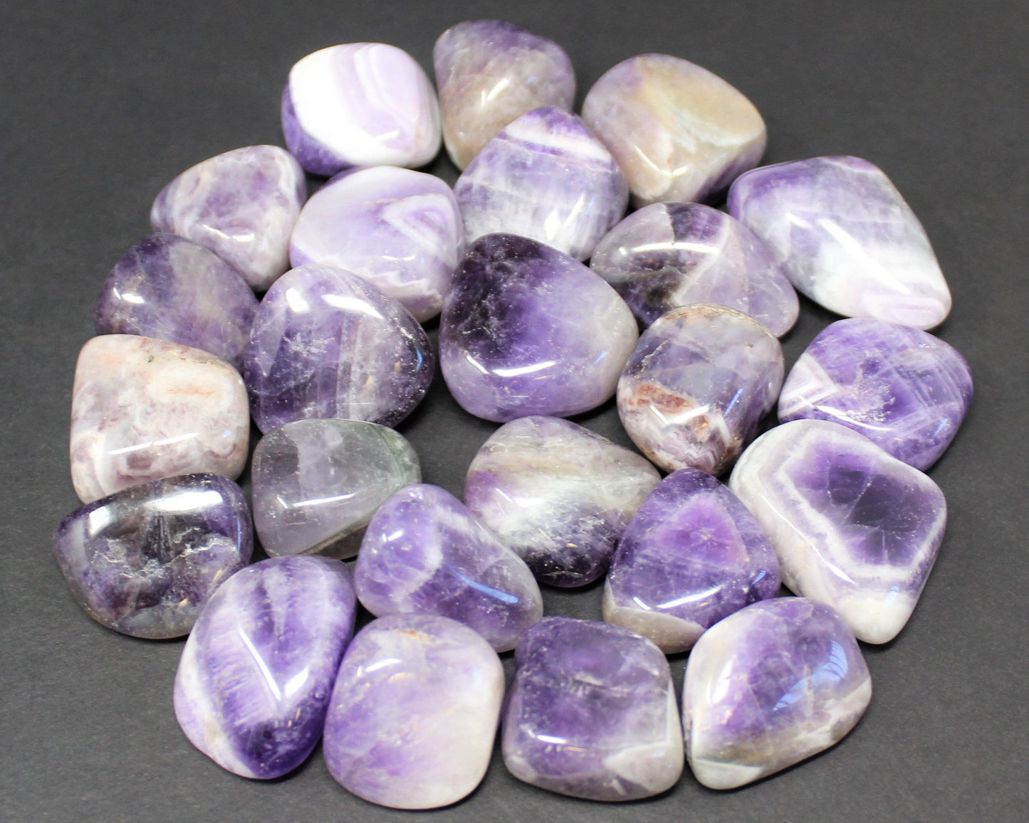 Chevron Amethyst Tumbled Stones