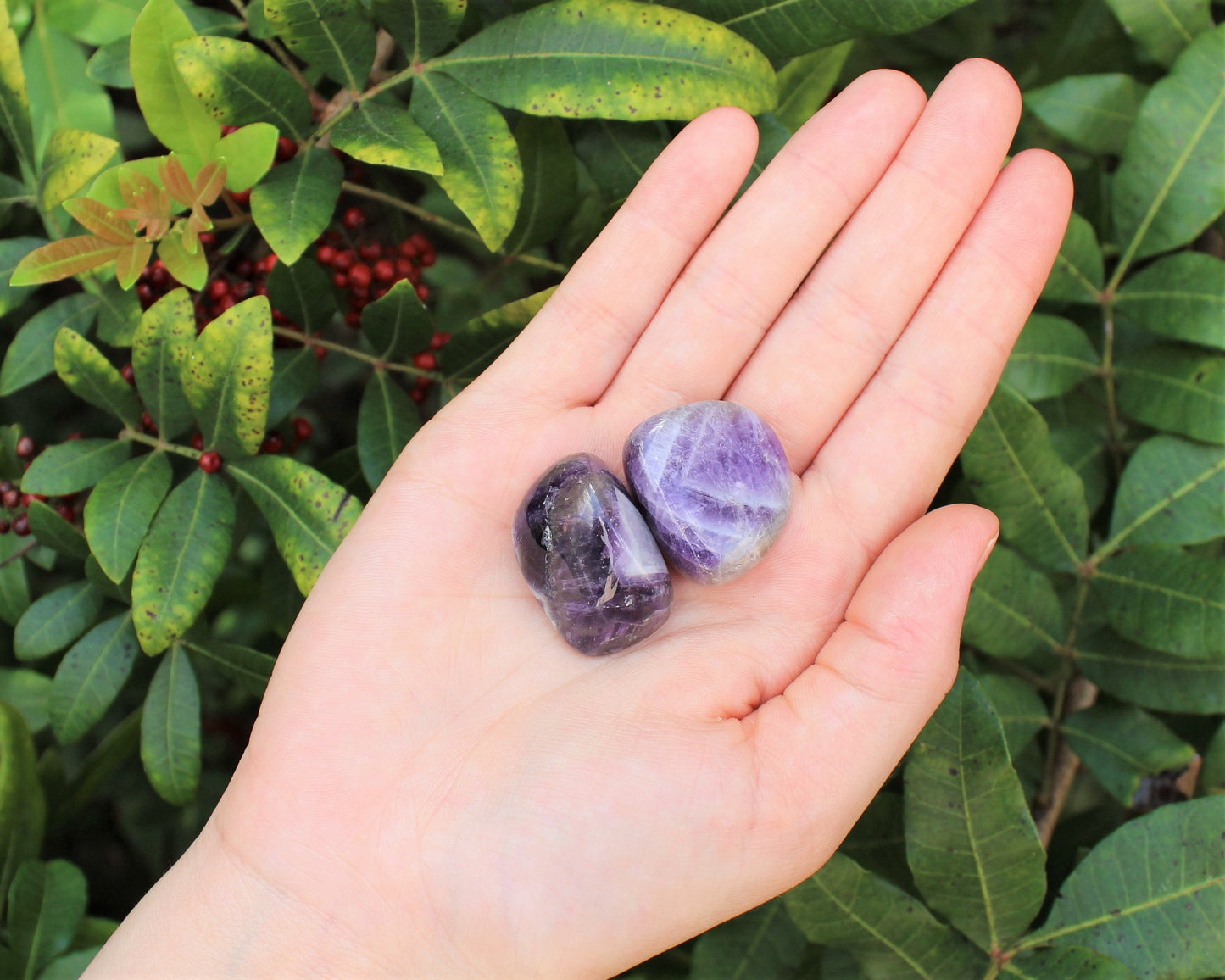 Chevron Amethyst Tumbled Stones