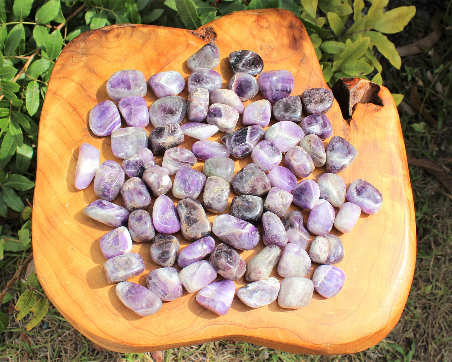 Chevron Amethyst Tumbled Stones