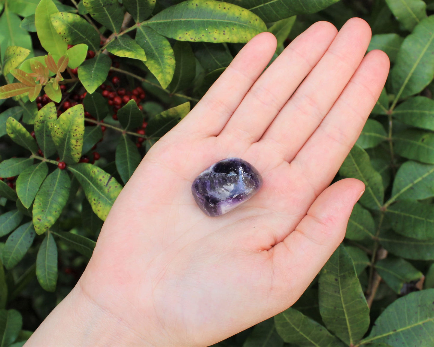 Chevron Amethyst Tumbled Stones