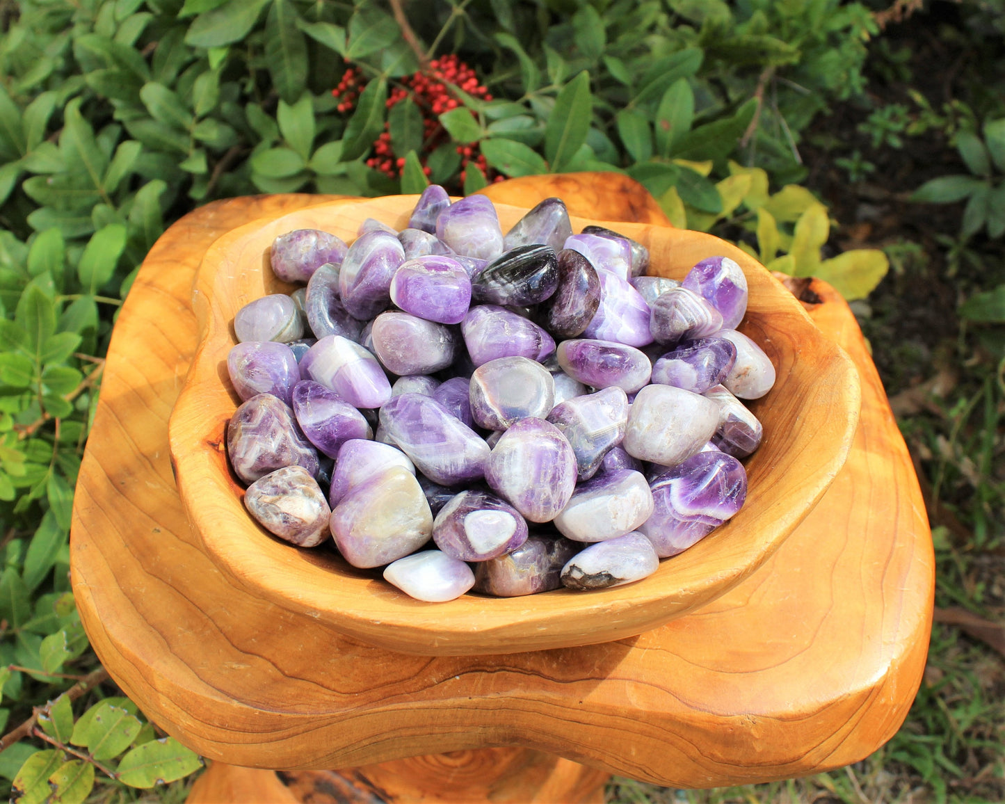 Chevron Amethyst Tumbled Stones