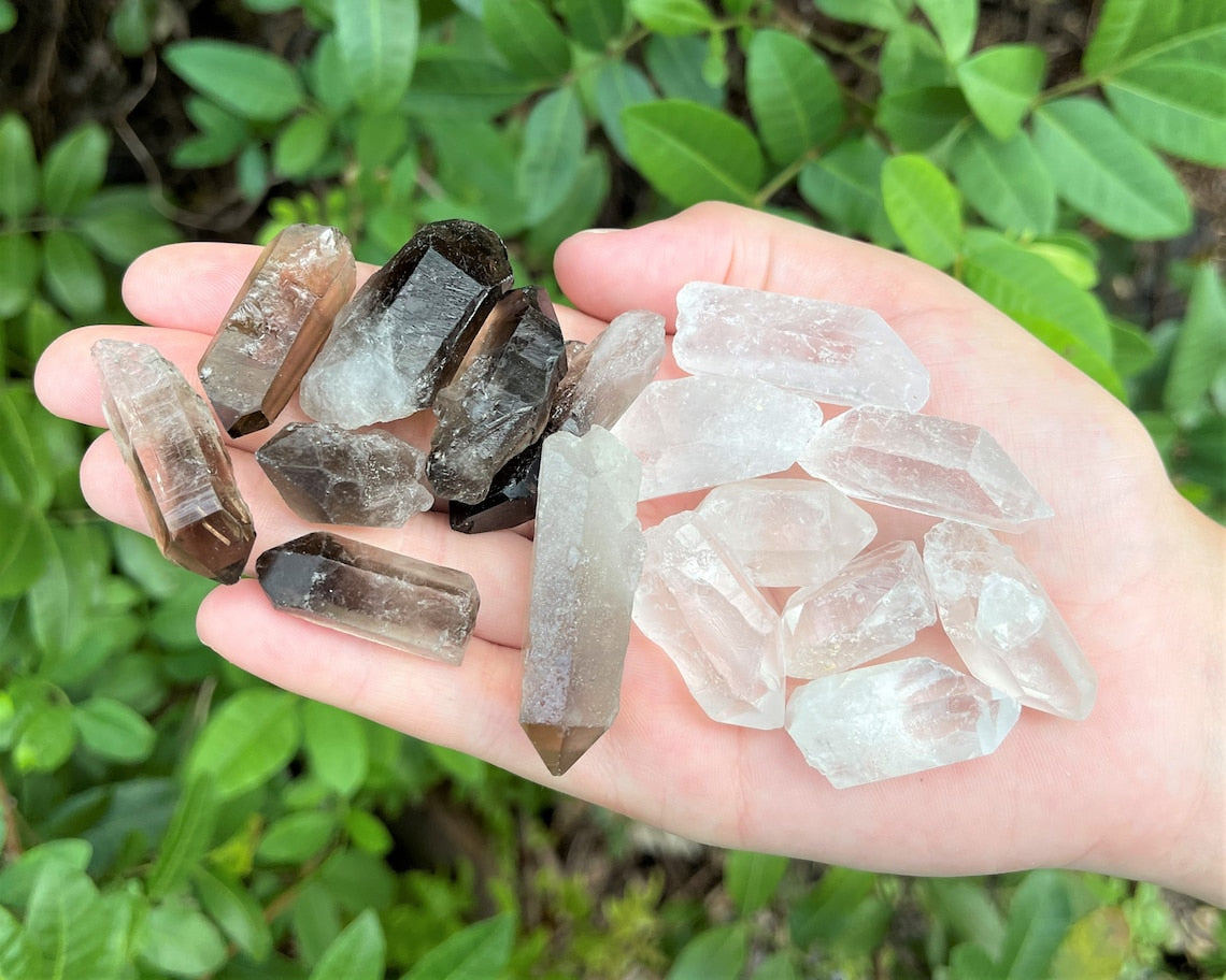 Clear And Smoky Quartz Crystal Points Mixed Assortment