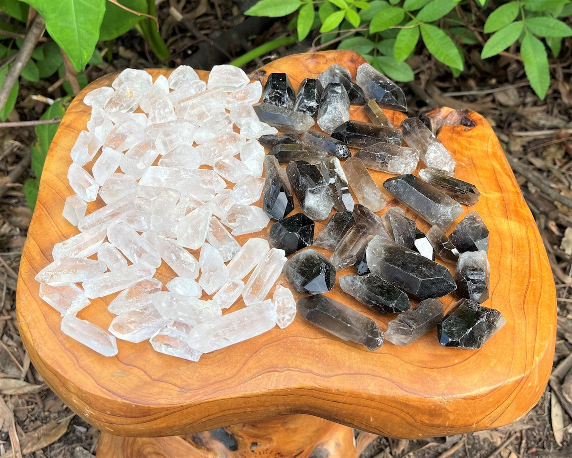 Clear And Smoky Quartz Crystal Points Mixed Assortment