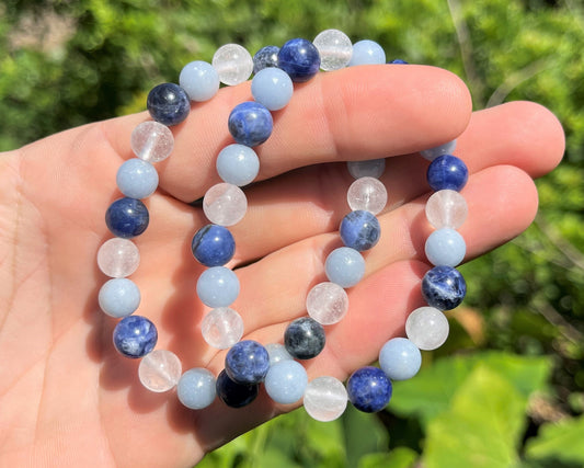 Clear Quartz Angelite And Sodalite Bracelet