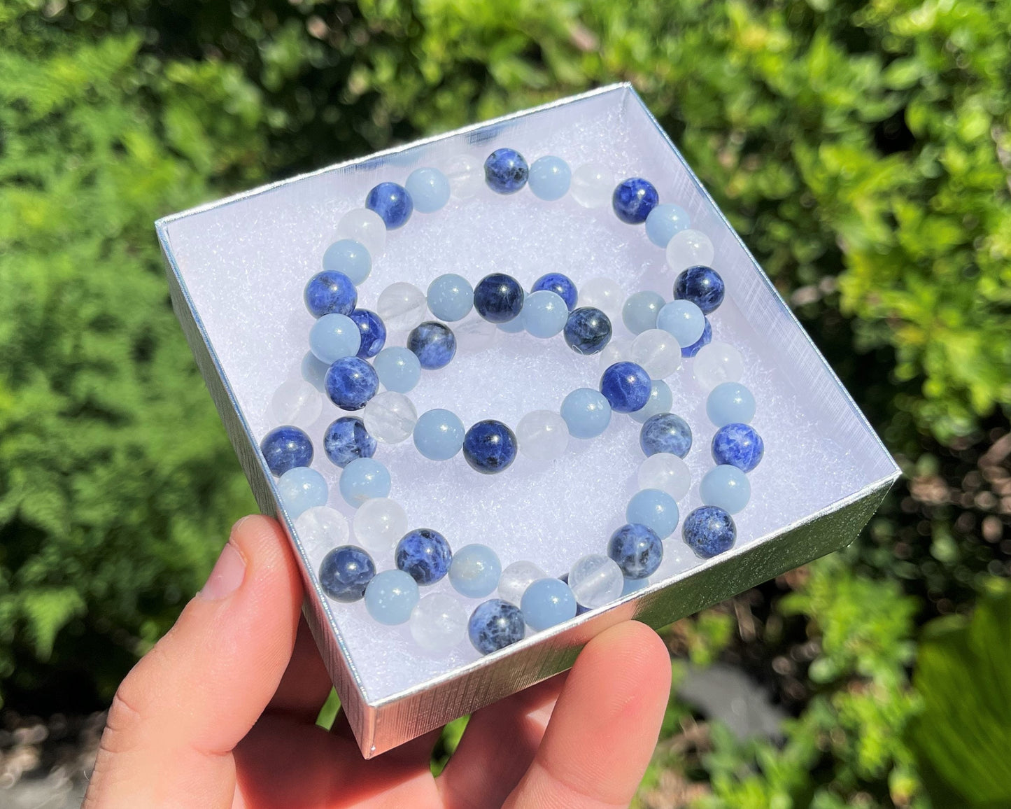 Clear Quartz Angelite And Sodalite Bracelet