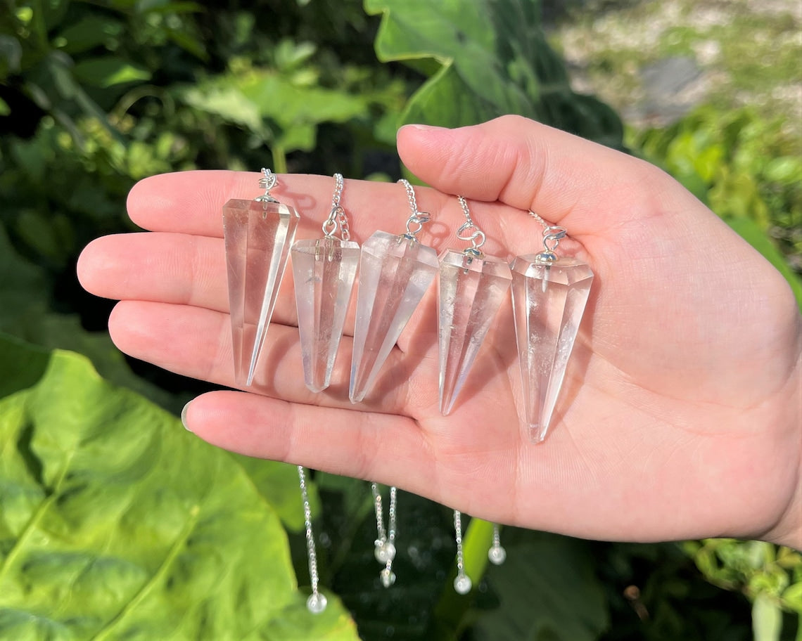 Clear Quartz Pendulum With Chain