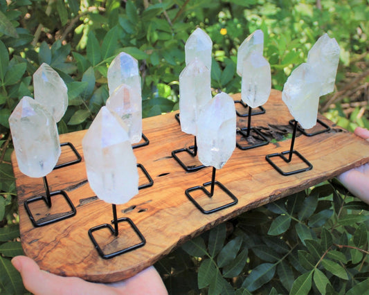 Clear Quartz Point On Metal Stand