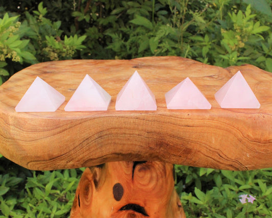 Elegant Rose Quartz Carved Pyramid