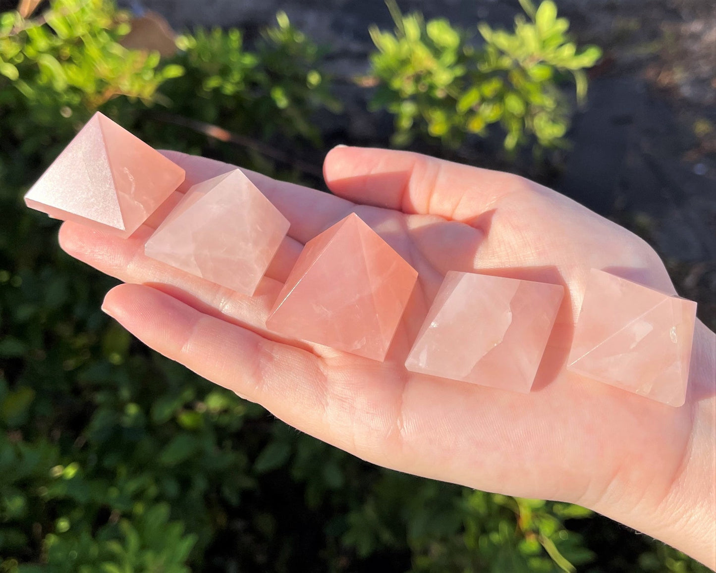 Elegant Rose Quartz Carved Pyramid