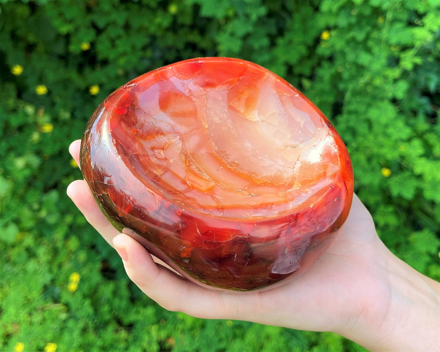 Exquisite Carnelian Crystal Bowl Handcrafted In Madagascar