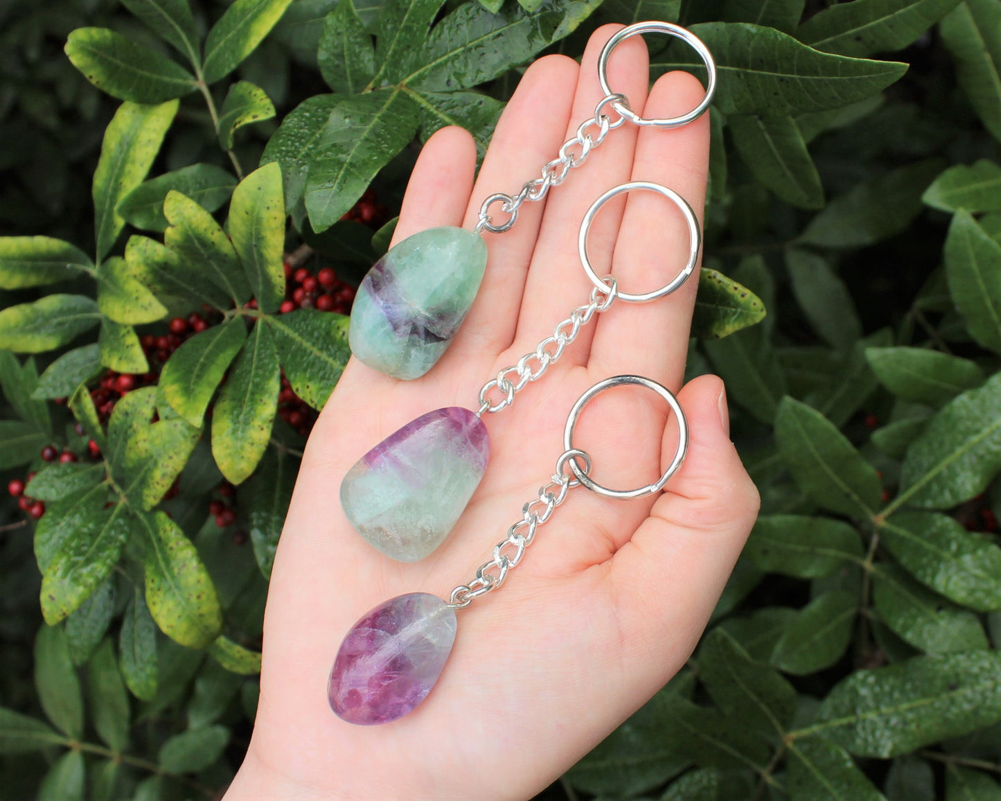 Fluorite Crystal Keychain