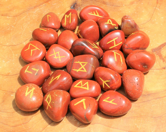 Jasper Rune Stone Set With Storage Pouch