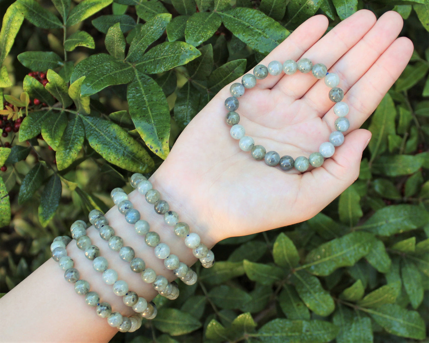 Labradorite Round Crystals Bead Bracelet