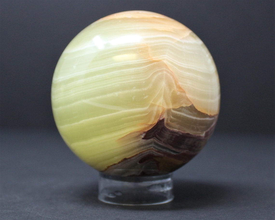Large Onyx Crystal Sphere With Stand