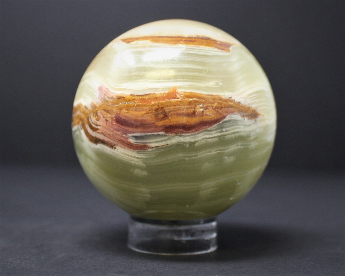 Large Onyx Crystal Sphere With Stand