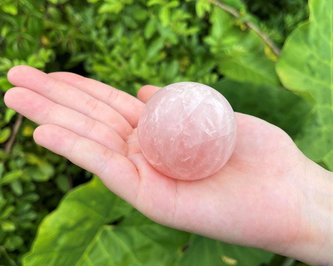 Large Rose Quartz Crystal Sphere With Stand