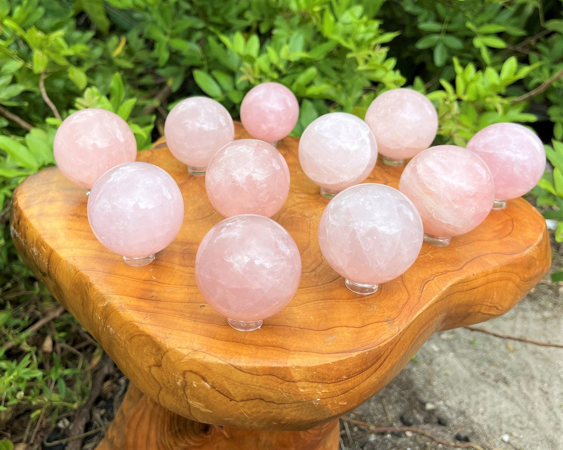 Large Rose Quartz Crystal Sphere With Stand