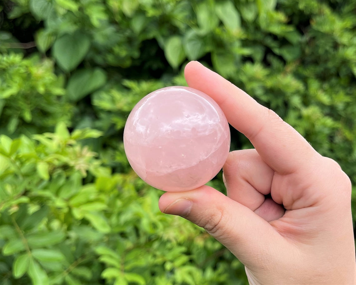 Large Rose Quartz Crystal Sphere With Stand