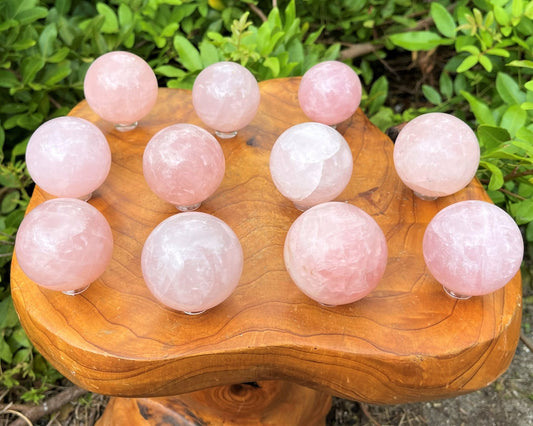 Large Rose Quartz Crystal Sphere With Stand