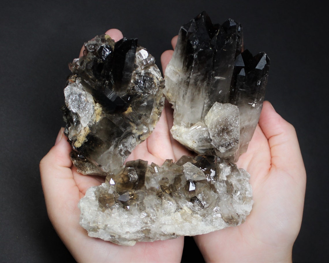 Large Smoky Quartz Clusters