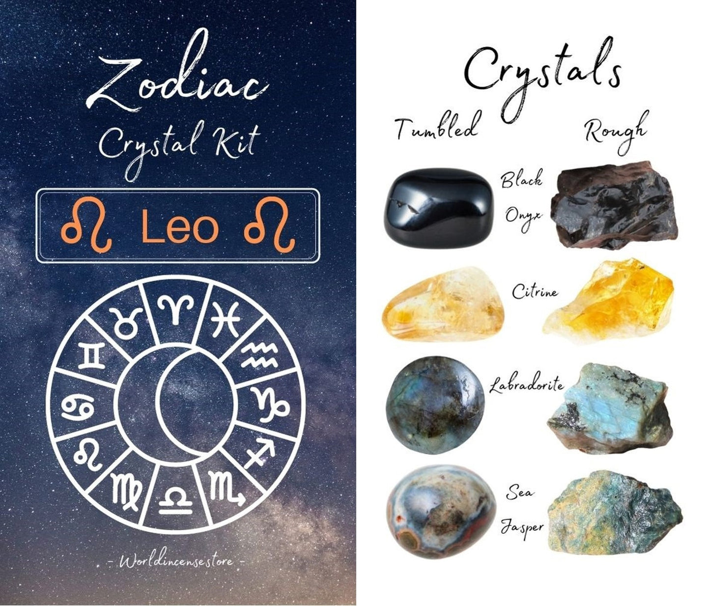 Leo Zodiac Crystal Kit With 4 Birthstones And Organza Pouch