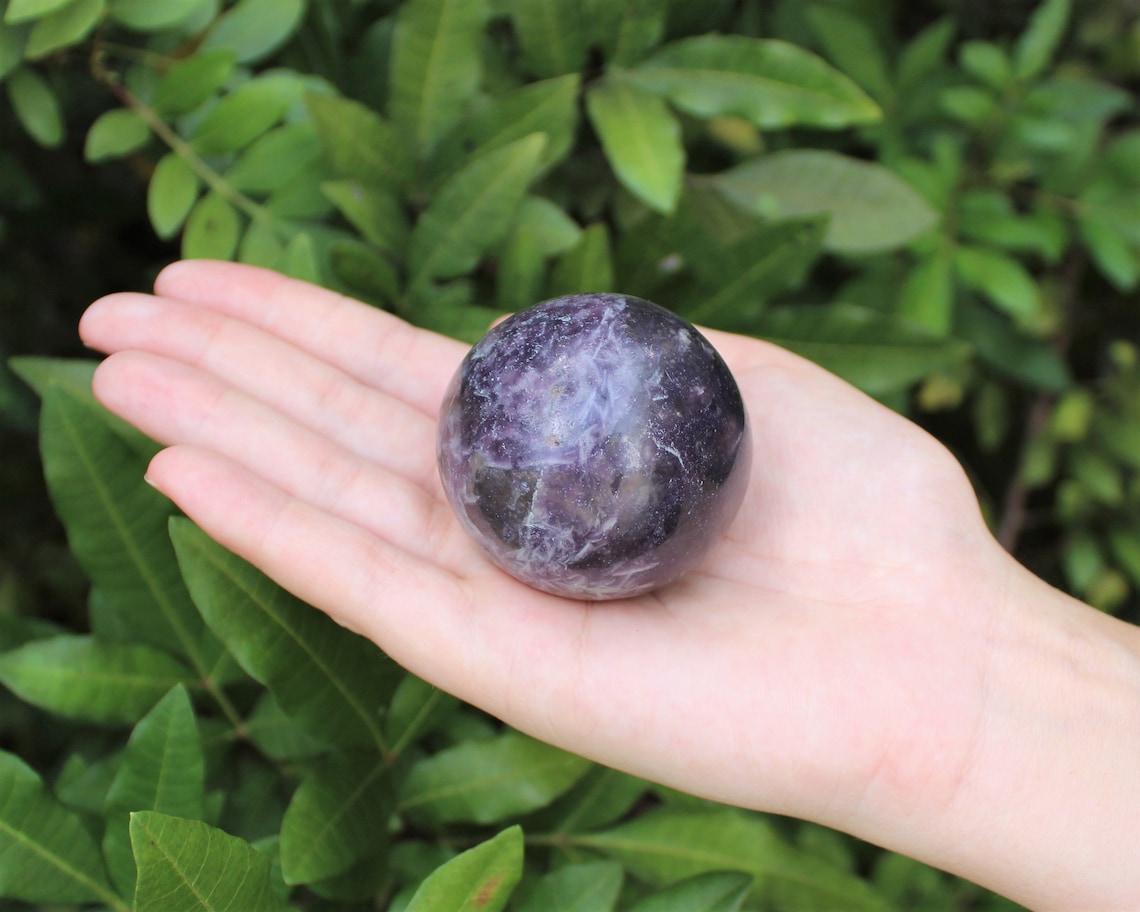 Lepidolite Crystal Sphere With Stand